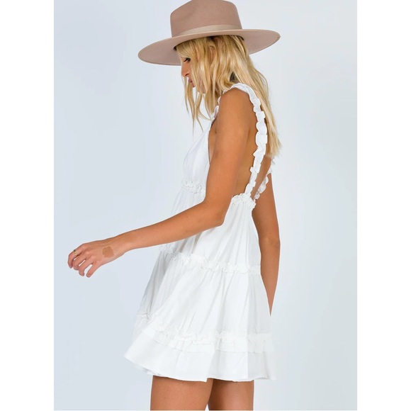 Princess Polly Romeo Tiered Ruffle Mini Dress in White - Picture 6 of 14